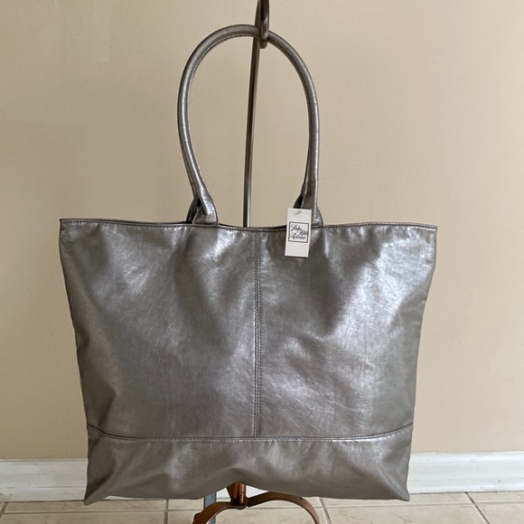 Saks Fifth Avenue Handbags - NEW Silver Metallic shoulder carry bag